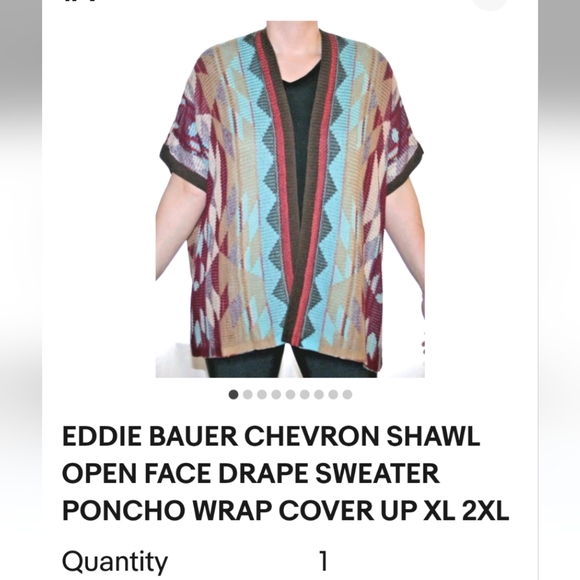 Eddie Bauer knit Pancho Chevron brown one size S M L cardigan - Picture 6 of 11